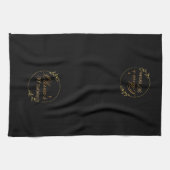 Persoonlijk zwart en goud theedoek (Horizontaal)