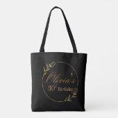 Persoonlijk zwart en goud tote bag (Achterkant)