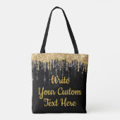 Persoonlijk zwart en gouden glitters verjaardagsca tote bag (Achterkant)