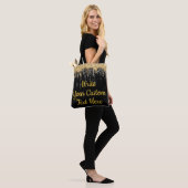 Persoonlijk zwart en gouden glitters verjaardagsca tote bag (Op model)