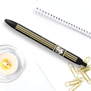 Persoonlijk zwart en gouden glitterschaatsen zwarte inkt pen
