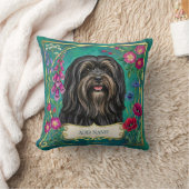 Persoonlijk zwart en lichtbruin Lhasa Apso kussen (Deken)