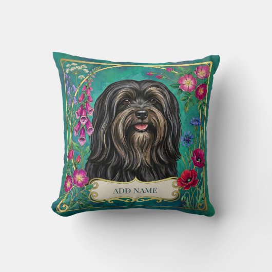 Persoonlijk zwart en lichtbruin Lhasa Apso kussen (Voorkant)