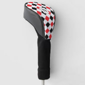 Persoonlijk zwart en rood argylepatroon golfheadcover (Schuin)