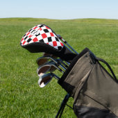 Persoonlijk zwart en rood argylepatroon golfheadcover (Insitu)