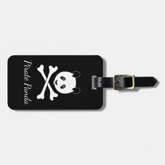 Persoonlijk zwart en wit grappig piraat Panda Bagagelabel (Voorkant horizontaal)