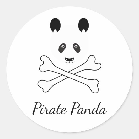 Persoonlijk zwart en wit grappig piraat Panda Ronde Sticker (Voorkant)
