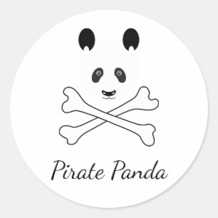 Persoonlijk zwart en wit grappig piraat Panda Ronde Sticker