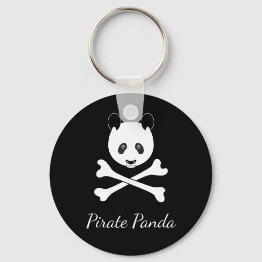 Persoonlijk zwart en wit grappig piraat Panda Sleutelhanger (Voorkant)
