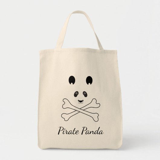 Persoonlijk zwart en wit grappig piraat Panda Tote Bag (Voorkant)