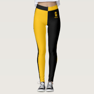 Persoonlijk zwart geel oranje strepen monogram leggings