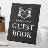 Persoonlijk zwart gotisch trouwbord gastenboek reclamebord met voetstuk (Insitu)