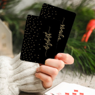 Persoonlijk zwart goud elegant schrift confetti pokerkaarten