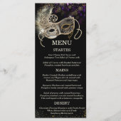 Persoonlijk zwart goud paars masqueradefeest menu (Voorkant)
