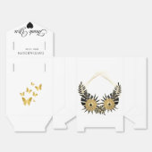 Persoonlijk zwart & gouden bloemen jubileumfeest bedankdoosjes (Ongevouwen)