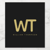 Persoonlijk zwart gouden initiaal logo wijn etiket (Enkel label)