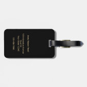Persoonlijk zwart-gouden monogram bagagelabel (Achterkant horizontaal)