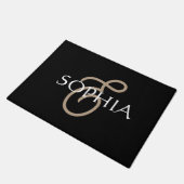 Persoonlijk zwart gouden monogram  deurmat (Schuin)