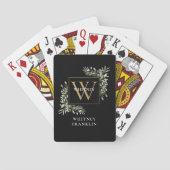 Persoonlijk zwart gouden monogram groen pokerkaarten (Achterkant)