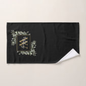 Persoonlijk zwart gouden monogram groenbloemige bl bad handdoek (Handdoek)