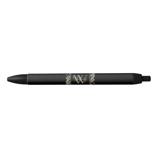 Persoonlijk zwart gouden monogram groenbloemige bl zwarte inkt pen (Voorkant)