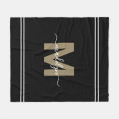 Persoonlijk zwart gouden naammonogram fleece deken (Voorkant (Horizontaal))