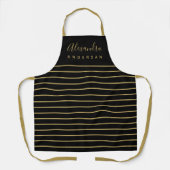 Persoonlijk zwart gouden naammonogram voor chef schort (Voorkant)