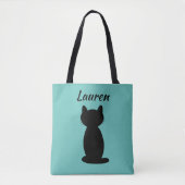 Persoonlijk zwart kat Silhouette Tote Bag (Voorkant)