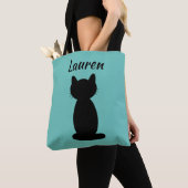Persoonlijk zwart kat Silhouette Tote Bag (Dichtbij)