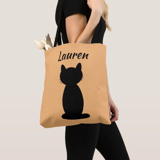 Persoonlijk zwart kat Silhouette Tote Bag (Dichtbij)