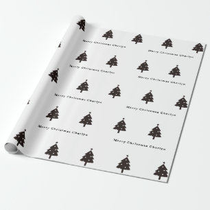 Persoonlijk zwart kerstboom inpakpapier