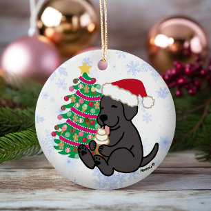Persoonlijk zwart labrador Ice Cream Keramisch Ornament