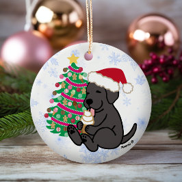 Persoonlijk zwart labrador Ice Cream Keramisch Ornament