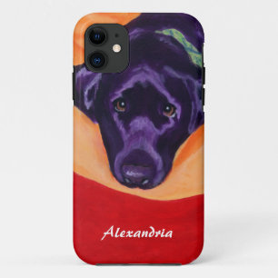 Persoonlijk zwart labrador schilderen Case-Mate iPhone case