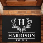 Persoonlijk zwart laurier monogram deurmat