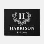 Persoonlijk zwart laurier monogram deurmat (Voorkant)