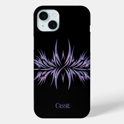 Persoonlijk zwart met paarse tribale design Case-Mate iPhone case (Achterkant)