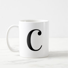 Persoonlijk zwart monogram letter C Koffiemok