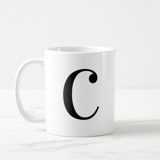 Persoonlijk zwart monogram letter C Koffiemok (Links)