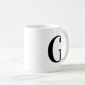 Persoonlijk zwart monogram letter G Koffiemok (Voorkant rechts)