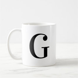 Persoonlijk zwart monogram letter G Koffiemok