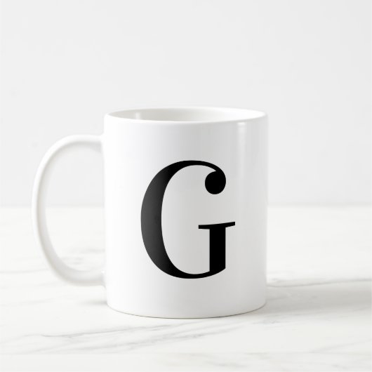 Persoonlijk zwart monogram letter G Koffiemok (Links)