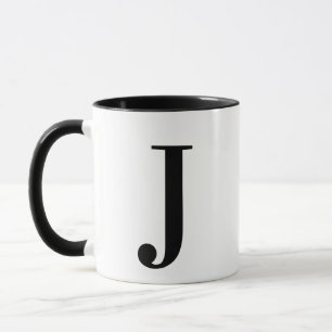 Persoonlijk zwart monogram letter J Mok