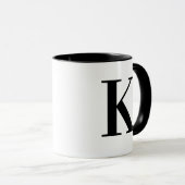 Persoonlijk zwart monogram letter K Mok (Voorkant rechts)