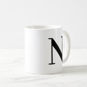 Persoonlijk zwart monogram letter N Koffiemok (Voorkant rechts)