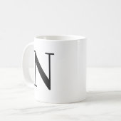 Persoonlijk zwart monogram letter N Koffiemok (Voorkant links)