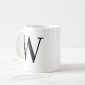 Persoonlijk zwart monogram letter W Koffiemok (Voorkant links)