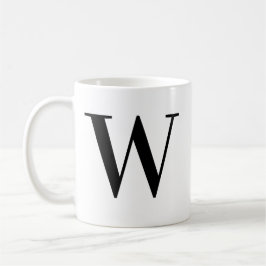 Persoonlijk zwart monogram letter W Koffiemok