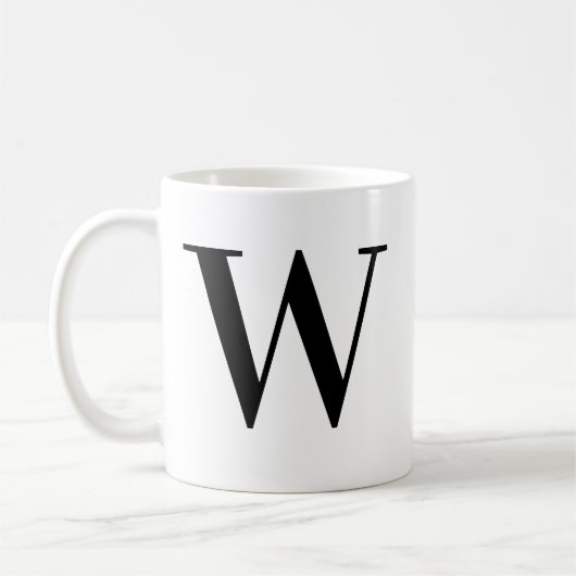 Persoonlijk zwart monogram letter W Koffiemok (Links)