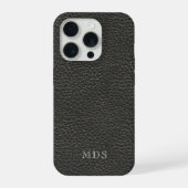 Persoonlijk zwart namaakleer uitziend monogram iPhone hoesje (Achterkant)
